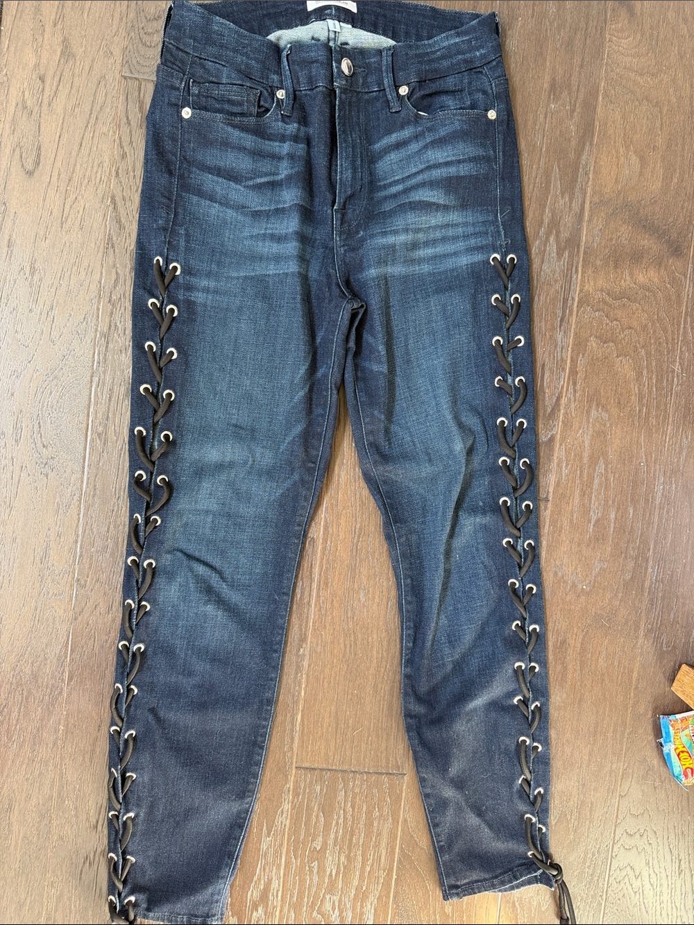 Good American Dark Blue Lace-Up Side Detail Women's Jeans